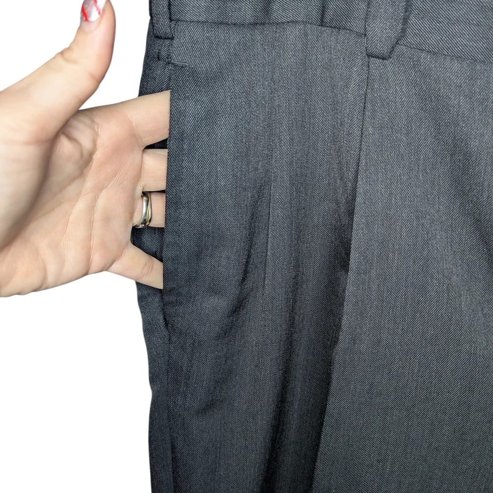 Ben Silver by Majer Dress Pants 34 X 27.5 Charcoal Gray USA Made Wool Pleated